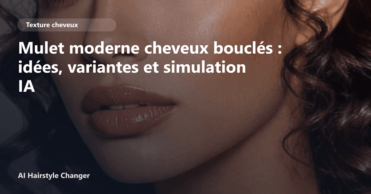 Portrait éditorial lié à mulet moderne cheveux bouclés, montrant une idée de coiffure à prévisualiser avant le salon.
