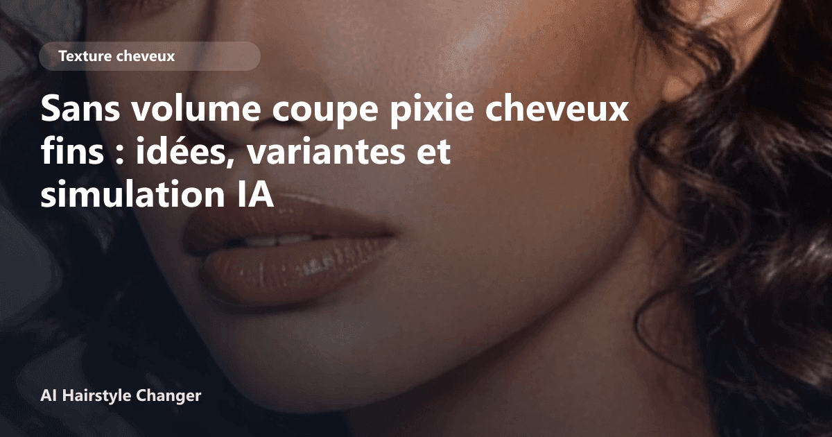 Portrait éditorial lié à sans volume coupe pixie cheveux fins, montrant une idée de coiffure à prévisualiser avant le salon.