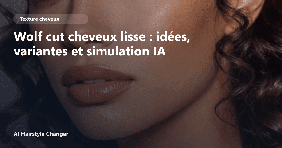 Portrait éditorial lié à wolf cut cheveux lisse, montrant une idée de coiffure à prévisualiser avant le salon.