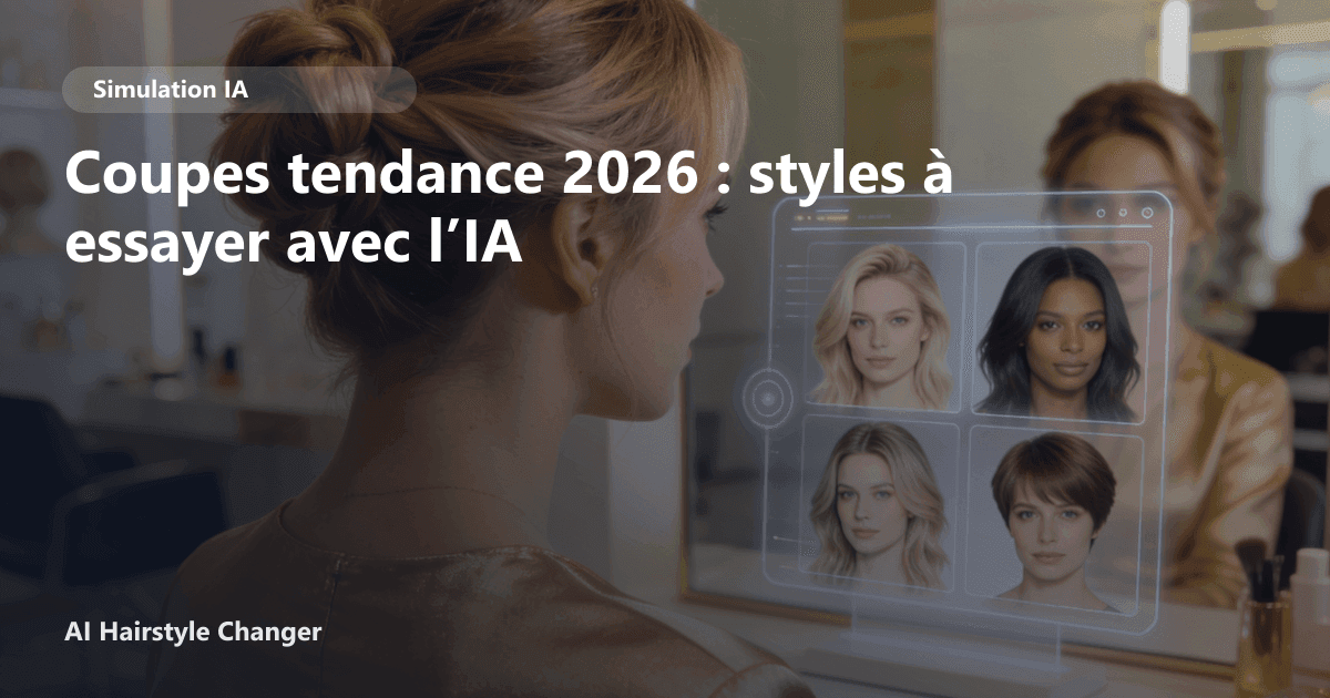 Comparaison avant après d'une femme testant une coupe de cheveux carré dégradé avec une application de simulation IA