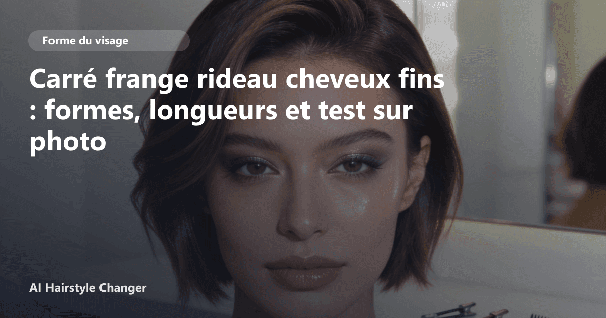 Portrait éditorial lié à carré frange rideau cheveux fins, montrant une idée de coiffure à prévisualiser avant le salon.