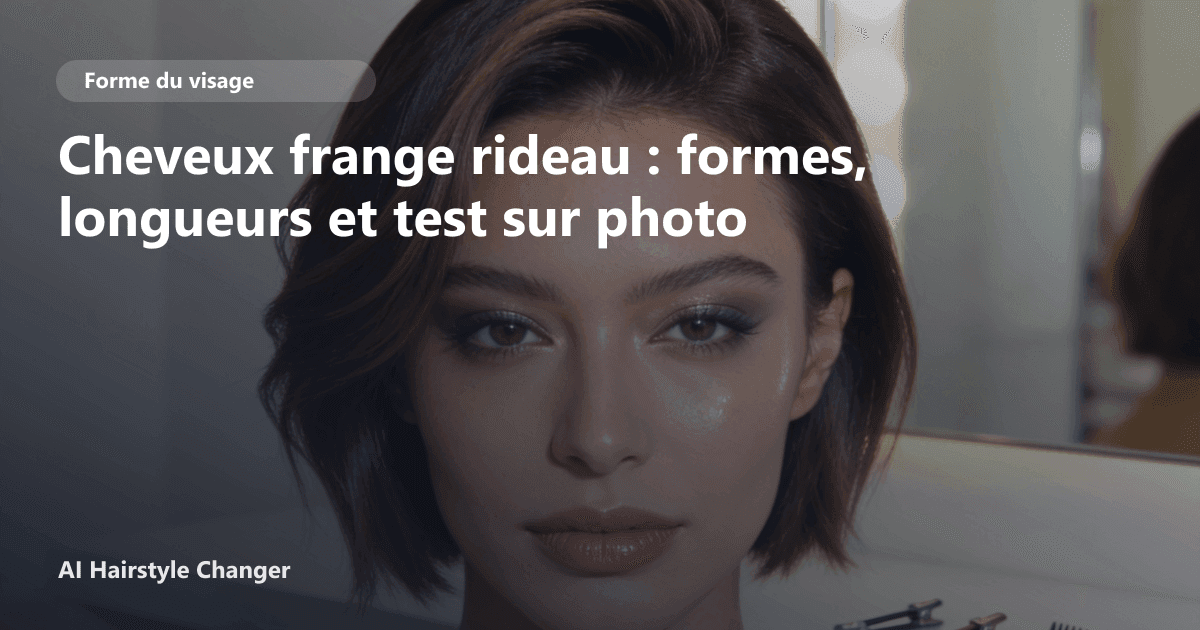 Portrait éditorial lié à cheveux frange rideau, montrant une idée de coiffure à prévisualiser avant le salon.