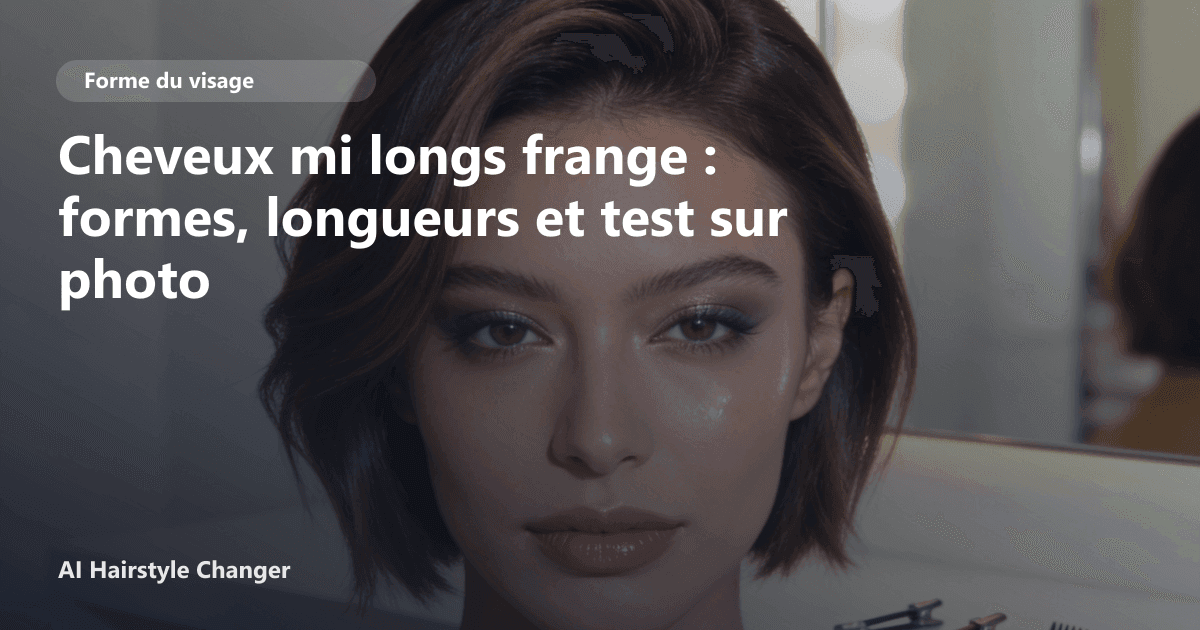 Portrait éditorial lié à cheveux mi longs frange, montrant une idée de coiffure à prévisualiser avant le salon.