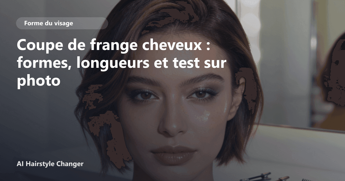 Portrait éditorial lié à coupe de frange cheveux, montrant une idée de coiffure à prévisualiser avant le salon.