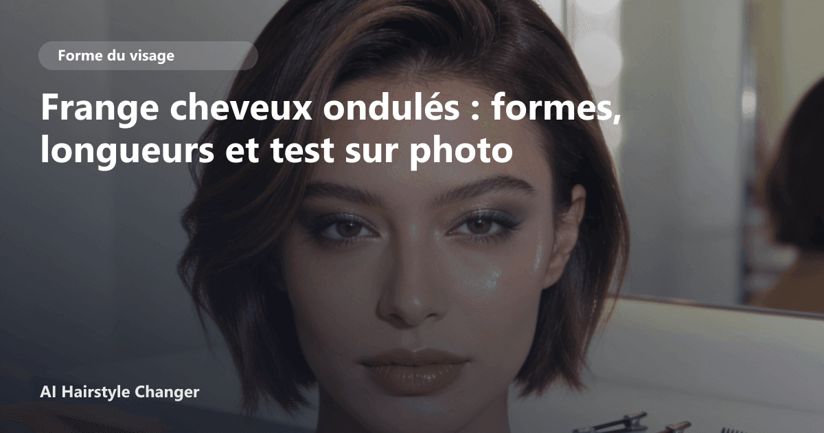 Portrait éditorial lié à frange cheveux ondulés, montrant une idée de coiffure à prévisualiser avant le salon.