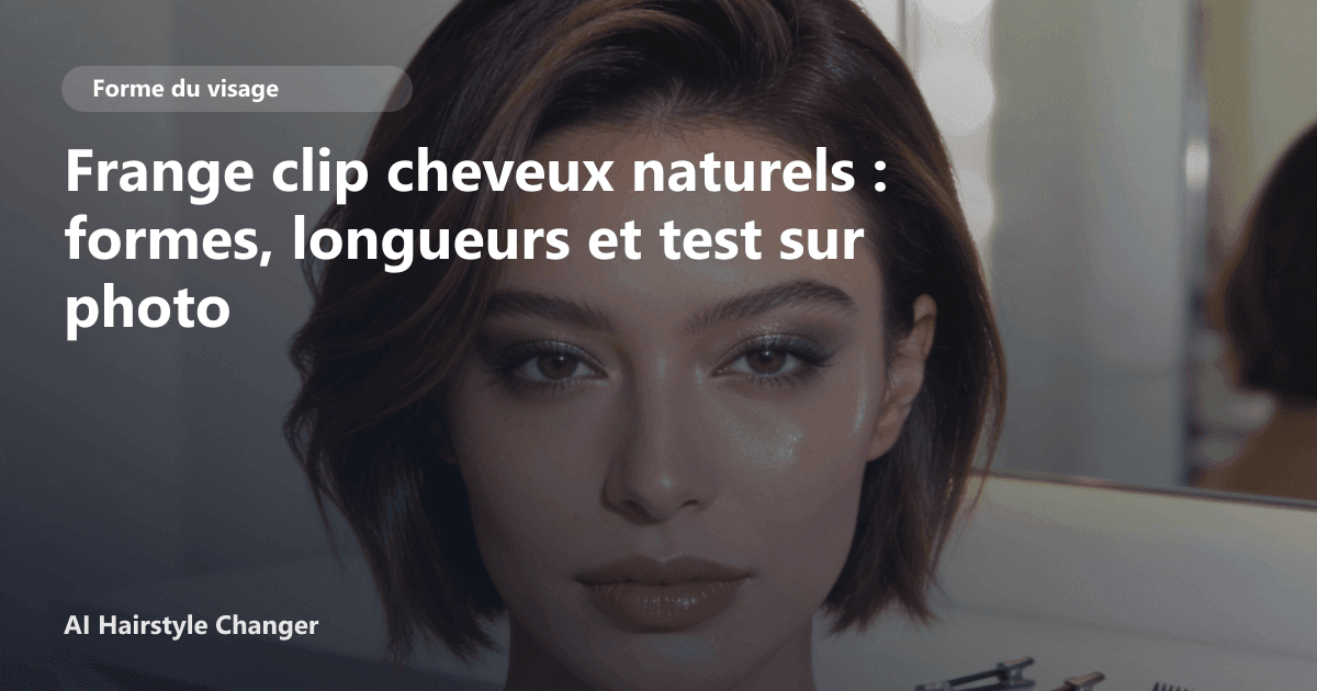 Portrait éditorial lié à frange clip cheveux naturels, montrant une idée de coiffure à prévisualiser avant le salon.
