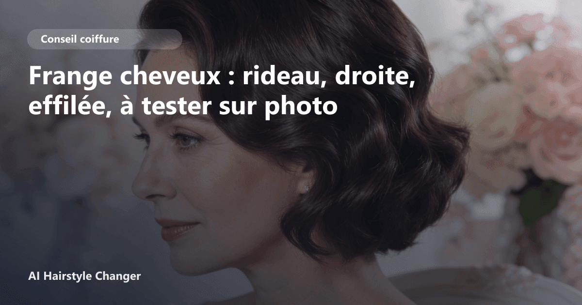 Comparaison de différents styles de franges cheveux sur un visage féminin pour un test virtuel de coiffure.