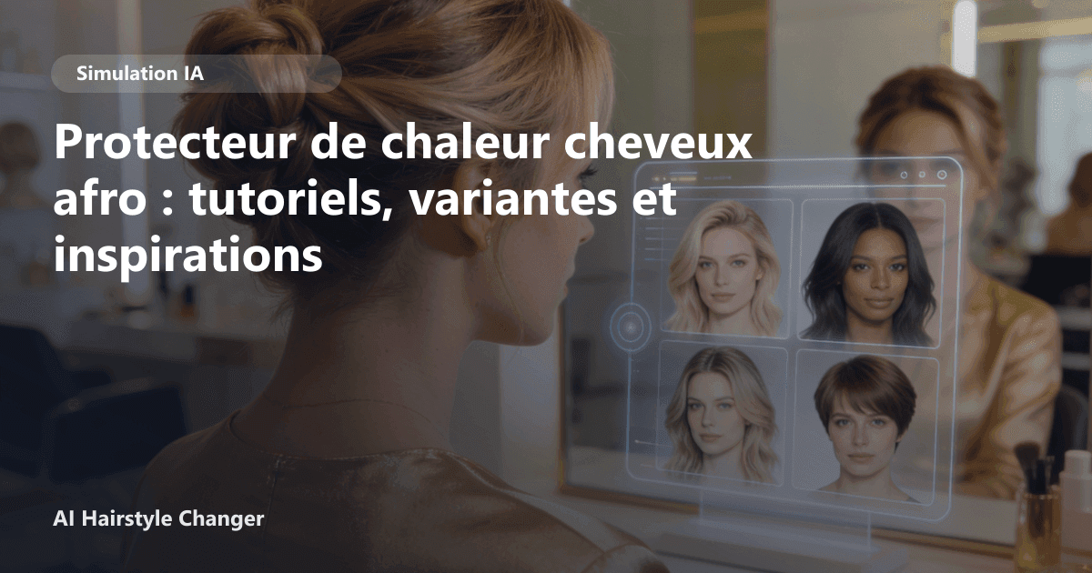 Portrait éditorial lié à protecteur de chaleur cheveux afro, montrant une idée de coiffure à prévisualiser avant le salon.