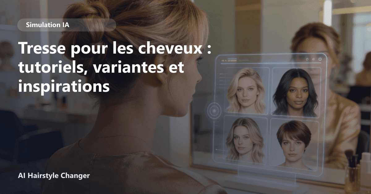 Portrait éditorial lié à tresse pour les cheveux, montrant une idée de coiffure à prévisualiser avant le salon.