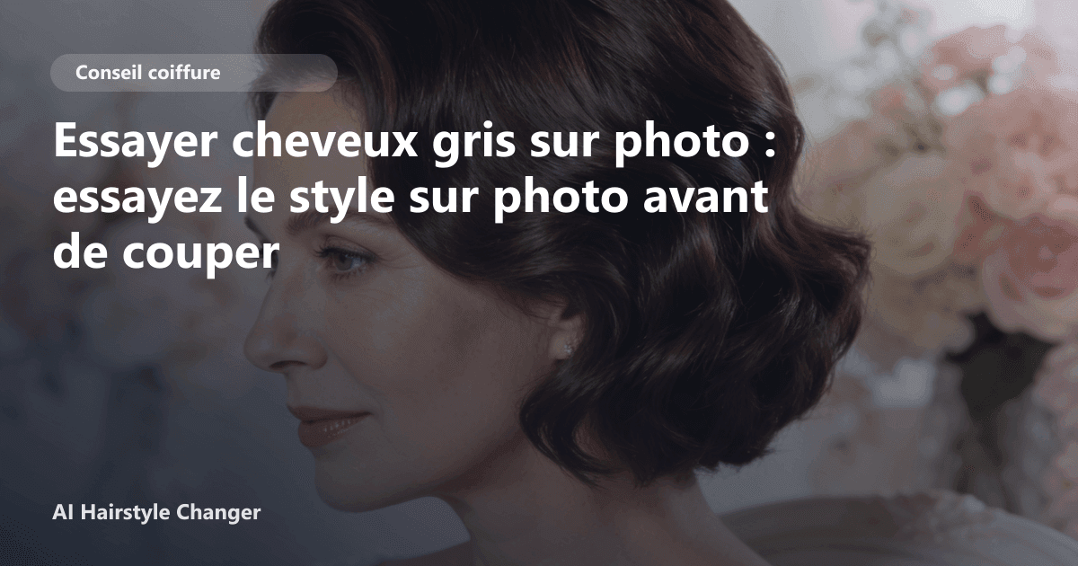 Comparaison avant après d'une femme utilisant le simulateur pour tester une coloration gris perle sur ses cheveux naturels.