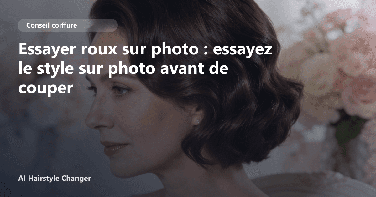 Simulation avant après d'une femme testant une coloration roux cuivré sur une photo portrait via l'IA